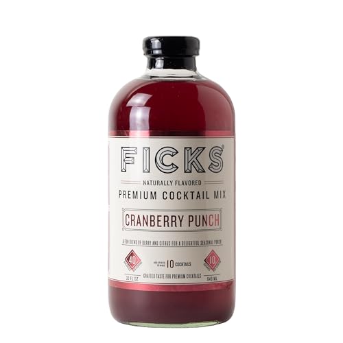 Ficks Cranberry Punch Premium Cocktail Mix (3-Pack) - Mix with Vodka for a Cosmopolitan or Mix with Champagne for a Fun Cranberry Punch Cocktail - Real Cranberry & Lime Juice, All Natural Low Sugar