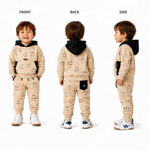 Image of Volcom Infant Toddler Baby Boys Joggers Set - 2 Piece Fleece Pullover Hoodie and Jogger Pants Activewear Set (Sizes: 12M-7)