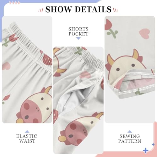 Cow and Berry Boys Pants Boys Athletic Pants Long Pant for Boywith Pockets Wide-Leg Size 6-14Y4