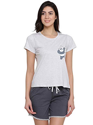 Image of Clovia Women's Cotton Mid Thigh Length Casual Regular Pajama Set