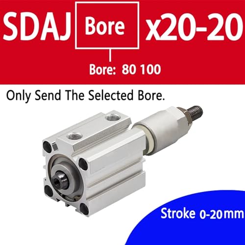Vérin pneumatique SDAJ 100mm avec course réglable et piston double action aimanté - 2