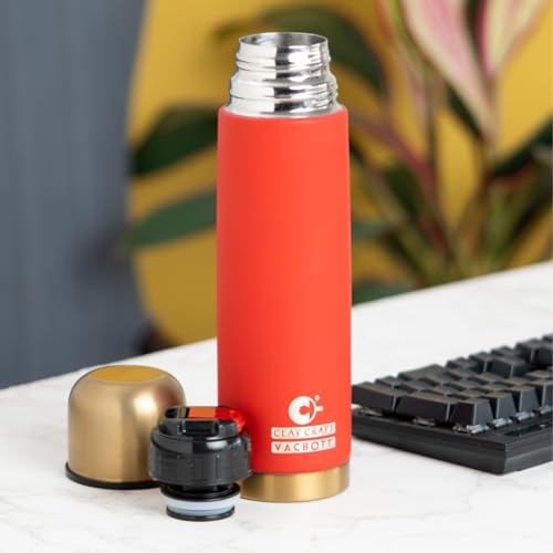 Image of CLAY CRAFT VACBOTT Terra Royal Double Walled|18 Hours Hot and 24 Hours Cold Vacuum Insulated|Thermosteel|Flask Bottle 1000 ml|Steel Bottles for Travelling|BPA-Free|BIS Certified|1Year Limited Warranty