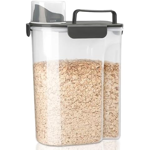 Komzon Rice Storage Container 10lb, Airtight Dry Food Cereal Containers Storage, BPA Free Rice dispenser with Pouring Spout Portable Handle for Flour Pasta Grain and Baking Pet Dog Cat Food Container Cover