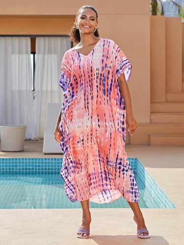 Image of Kaftan Dresses for Women Plus Size Bathing Suit Cover up Caftan Maxi Beach Dresses
