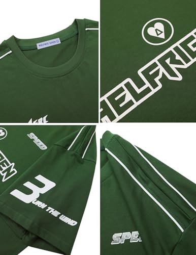 Aelfric Eden Mens Graphic Tees Vintage Racing Tees Oversized T Shirt Women Contrast Color Summer Tops