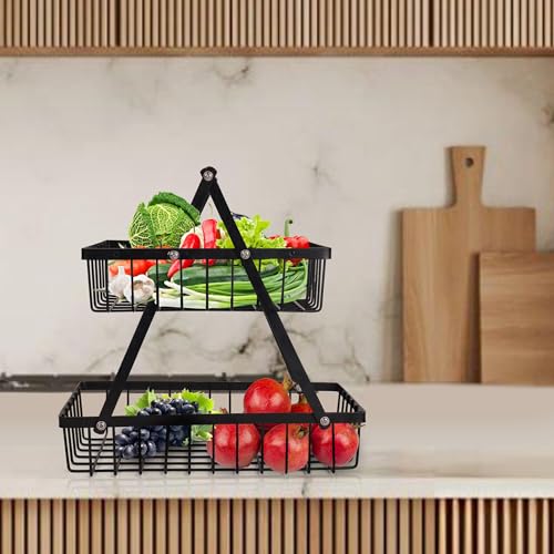 Image of Niyara Iron Metal Heavy Duty Stand 2-Tier multistorage /Multipurpose Standing Rack, Bathroom Countertop Storage Shelf Cosmetic Organizer Holder Kitchen Spice Rack, ((Fruit Basket 01))