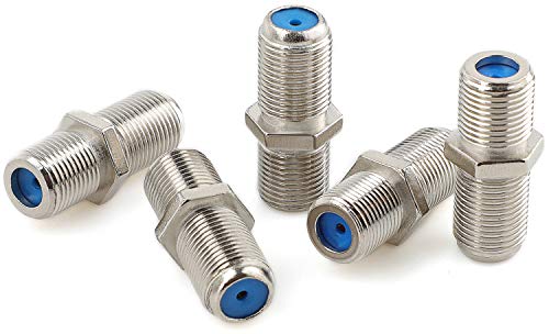 Pasow F81 Barrel Connectors High Frequency 3GHz Female to Female F-Type Adapter Couplers (5 pcs, Silver)