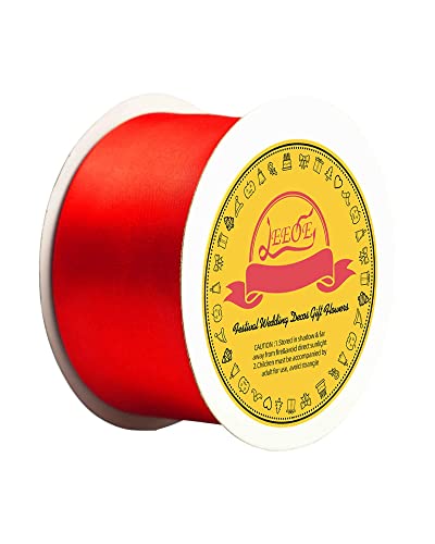 Image of Double Face Satin Ribbon 2 inch X 25 Yards Polyester Red Ribbon for Gift Wrapping Very Suitable for Weddings Party Hair Bow Invitation Decorations and More
