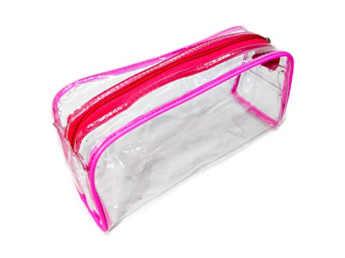Image of iShine Multipurpose Travel Morning Zipper Pouch for Men and Women Transparent Medium (Pack of 2, Pink)