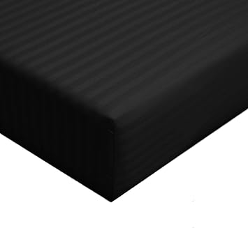 Royal Tradition Striped 300 Thread Count, 100 Percent Cotton 3PC Twin Bed Sheets Set with Deep Pockets, Black