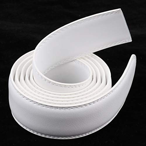 jojomis Men's Leather Belt Strap with Ratchet Mechanism No Buckle Design Replacement Strap 49.6 Inch Length 3.5cm Width Brown Red White- 126cm White2