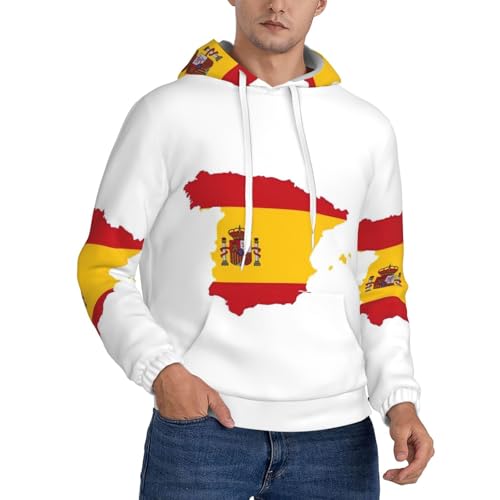 Sweat à capuche homme carte Espagne EdWal en polyester noir