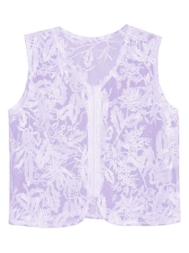 Unisex Boys Girls Vintage Dance Waistcoat Floral Lace Mesh Hippie Vest Top