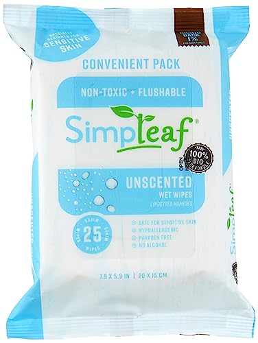 Simpleaf Flushable Wet Wipes Unscented | Eco-Friendly, Paraben & ...