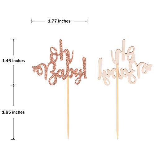 Donoter 48 Pcs Rose Gold Glitter Oh Baby Cupcake Topper Picks For Baby Shower Party Cake Decorations #TOP2