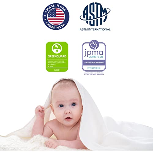 Dream On Me Asheville 4” Firm Fiber Crib And Toddler Mattress, Waterproof Grey Leaf Soft Vinyl Cover, Greenguard Gold & Jpma Certified, 5 Years Manufacture Warranty, Dual-Sided Lightweight Mattress #TOP4