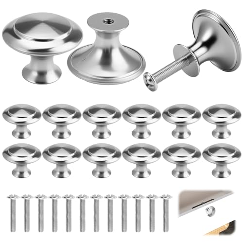 12 Piezas Pomos para Puertas de Armarios de Acero Inoxidable,29.5x22cm Stainless Steel Kitchen Knobs,Tiradores de Muebles Redondos,Puxadores para Muebles,12 Tornillos,para Armarios,Cómodas y Cajones