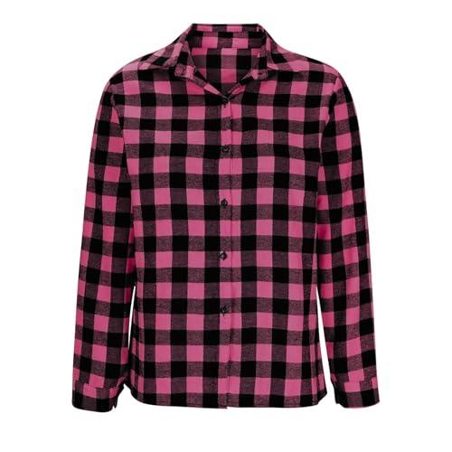Womens Flannel Shacket Plaid Button Down Long Sleeve Shirts Jacket Fall Outfits Collared Casual Loose Fit Tops2