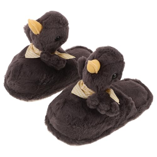 Pantoufles duveteuses en peluche noire pour femmes en taille 40-41