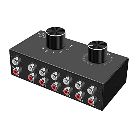 6-Channel RCA Audio Switcher 6 Input-1Output Audio Selector Passive Stereo Selector Box Compatible Home Theater, HDTV, Amplifiers, Hi-Fi Systems, Speakers etc. Cover