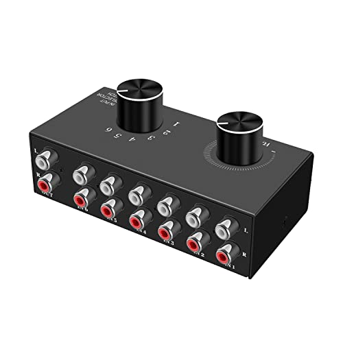 Image of 6-Channel RCA Audio Switcher 6 Input-1Output Audio Selector Passive Stereo Selector Box Compatible Home Theater, HDTV, Amplifiers, Hi-Fi Systems, Speakers etc.