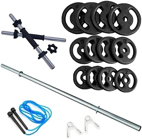 Kit Fitness 40Kg + 2 Barras 40cm C/Rosca + 1 Barra 120cm C/Presil...