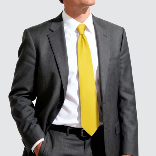Image of Hi-Tie Men's Extra Long Solid Satin Tie Set 63 Inch /70 Inch Formal Necktie