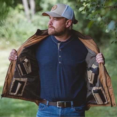 Men's Waxed Canvas Carry Vest - Interior Pockets for All Sized Handgun3