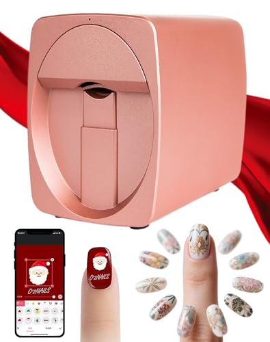 Upgraded Finger Nail Printing Machine 3D Nail Printer Machine Printing, 30s Done, 1000+ Designs Support WiFi/DIY, Realistic High-Resolution Printing + Precise Camera Positioning System (Pink)