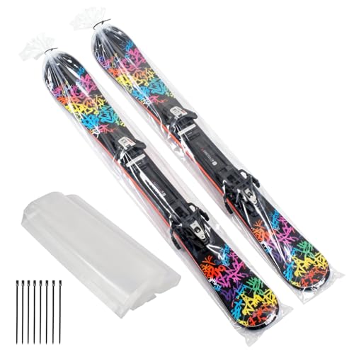 Klmnop 8 Pcs Ski Bags with 10 Reusable Zip Ties for Air Travel, Plastic Ski Travel Bag, One End Sealed Design for Longer Road Trips or Messy Roads, 14.2 x 82.7Inch(Clear)