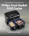 Philips Airfryer 3000 Series Dual Basket - 2 Drawer Air Fryer, 3L + 6L Capacity, RapidAir Plus Technology, 13 Ways to Cook, 90% Less Fat, Easy to Clean, Digital Touchscreen, Energy Saving (NA350/00)