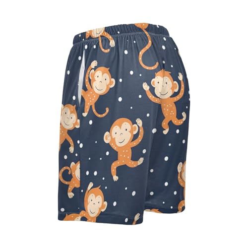 Men's Short Pajama Bottoms Monkey Cartoon Animal Home Casual Sleep Pants2
