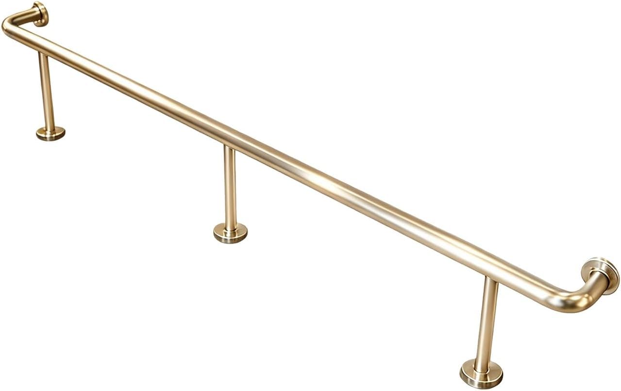HGOuhK Bar Foot Rail Kit Heavy Duty Bar Foot Rail Kit for Indoor Wall Mounted Rest for Restaurant Kitchen Cafe Library Counter(Champagne Gold,2.0M/6.56FT)