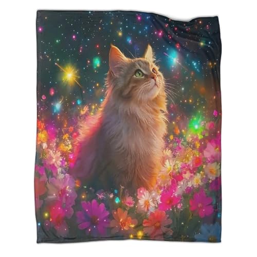 Couverture 3D chat en flanelle toutes saisons jetable et douce - 2