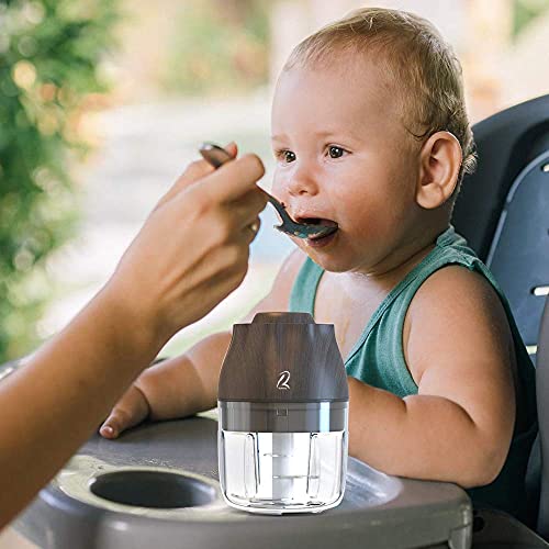 Electric Garlic Chopper,Mini Garlic Chopper, Wooden Top, Type-C Charging, Portable, Waterproof, Safe Child Lock, Food Processor For Garlic, Chili And Meat, Assisted Food For Baby And Pet-Black Wooden #TOP6