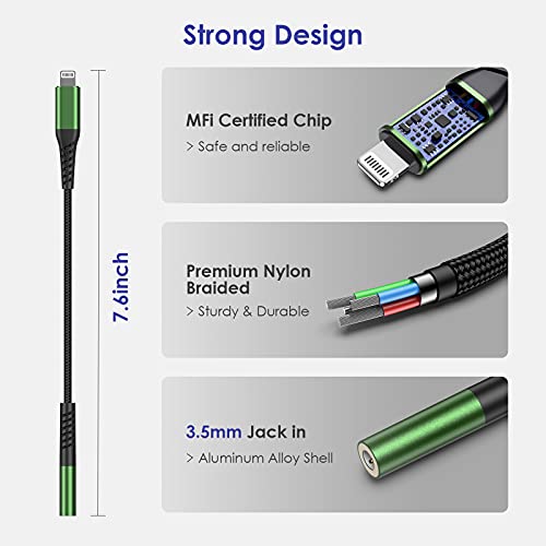 Lightning To 3.5Mm Adapter, [ Mfi Certified] Moou Iphone Headphone Jack Adapter Lightning To Aux Audio Dongle Cable Compatible With Iphone 13/12 Mini/12 Pro/11/11 Pro/11 Pro Max/Se/X Xr Xs 8 7 #TOP5