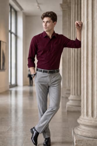 Image of Peter England Men's Premium Formal Stretchable Knit Super Slim Fit Trouser | Comfort Lycra | 360-Degree Stretch