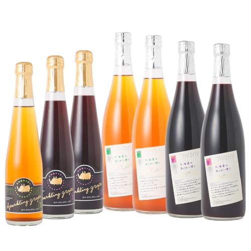 北海道のあじわい便り ぶどうづくし 4種セット 計7本[ ノンアルコールワイン (赤・白 各2本)/ スパークリンググレープ (赤×2・白×1)] ワイン 葡萄 ぶどう ブドウ フルーツ くだもの 果物 果実 果汁 飲料 国産