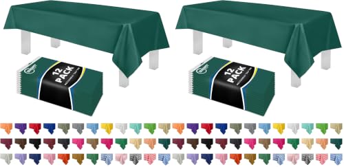 Image of Grandipity 24 Pack Premium Disposable Plastic Tablecloth 54 Inch. x 108 Inch. Decorative Rectangle Table Cover - Dark Green