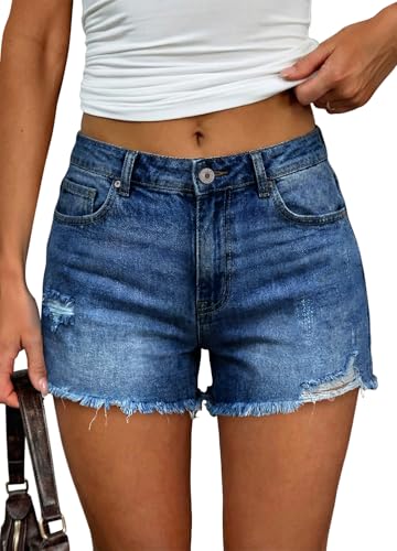 Image of CHICZONE Womens Mid-High Waisted Stretchy Denim Jean Shorts