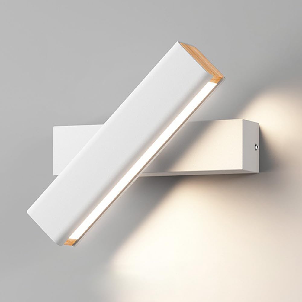 Lampe De Lecture De Chevet Avec Fonction De Réglage De Rotation À 350 °, Applique Murale Led Moderne 7 W, Appliques Murales En Métal Ultra-Mince Avec Finition Blanche, Appliques Murales Simple