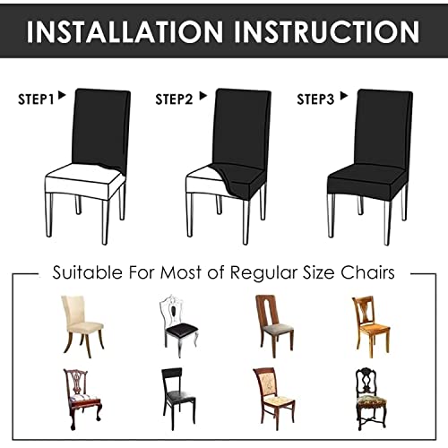 image for WOTOW Dining Room Chair Cover Set of 4, High Elasticity Removable and 