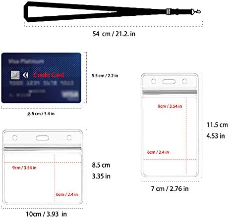 Retractable Lanyard,Lanyard with Card Holder,1 Set Includes - Lanyard, Reel Clip and Clear Waterproof Id Badge Holder,for Lanyard id Card Holder ,Key Holder Keyring (Black-A01)