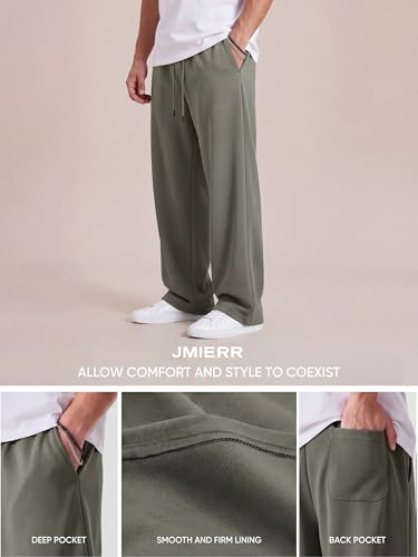 Image of JMIERR Men's Casual Baggy Pants Lightweight Wide Leg Lounge Travel Pants Streetwear with Pockets