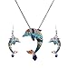 Produktbild ZKZDSL Schmuckset Damen, Kette Ohrringe Set Bunter Emaille Baby Delphin Anhänger Geschenk Zum Valentinstag Geburtstag Hochzeit Für Mama Frau Freundin Party Prom Kleid Karneval Zubehör