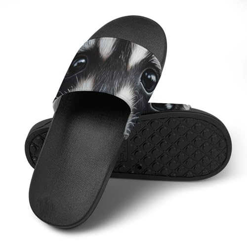 Cute Raccoon Face Men's Bathroom Slippers Shower Indoor Home Beach Outdoor Shoes for Women4