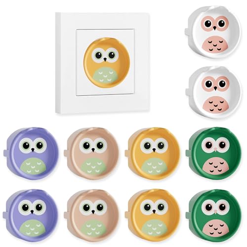 VntMQP F Cache-prise en silicone - Protection décorative contre la poussière - Pour cuisine et salle de bain - Protection contre les éclaboussures (10 hiboux)