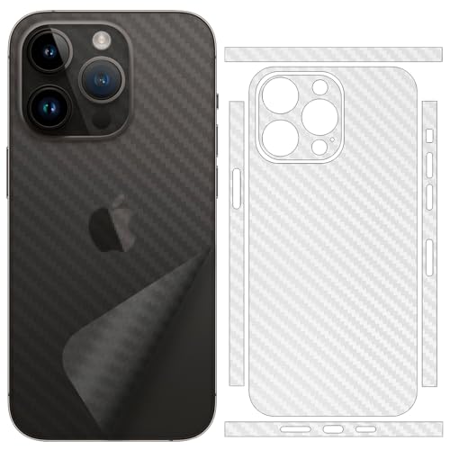 SUKIDIOVQ 2 Pack for iPhone 15 Pro Max Sticker Skin Wrap Transparent Carbon Fiber Sparkle Vinyl Slim Ultralight Decal Glass Protector Film Protective for Back Side Borders Camera