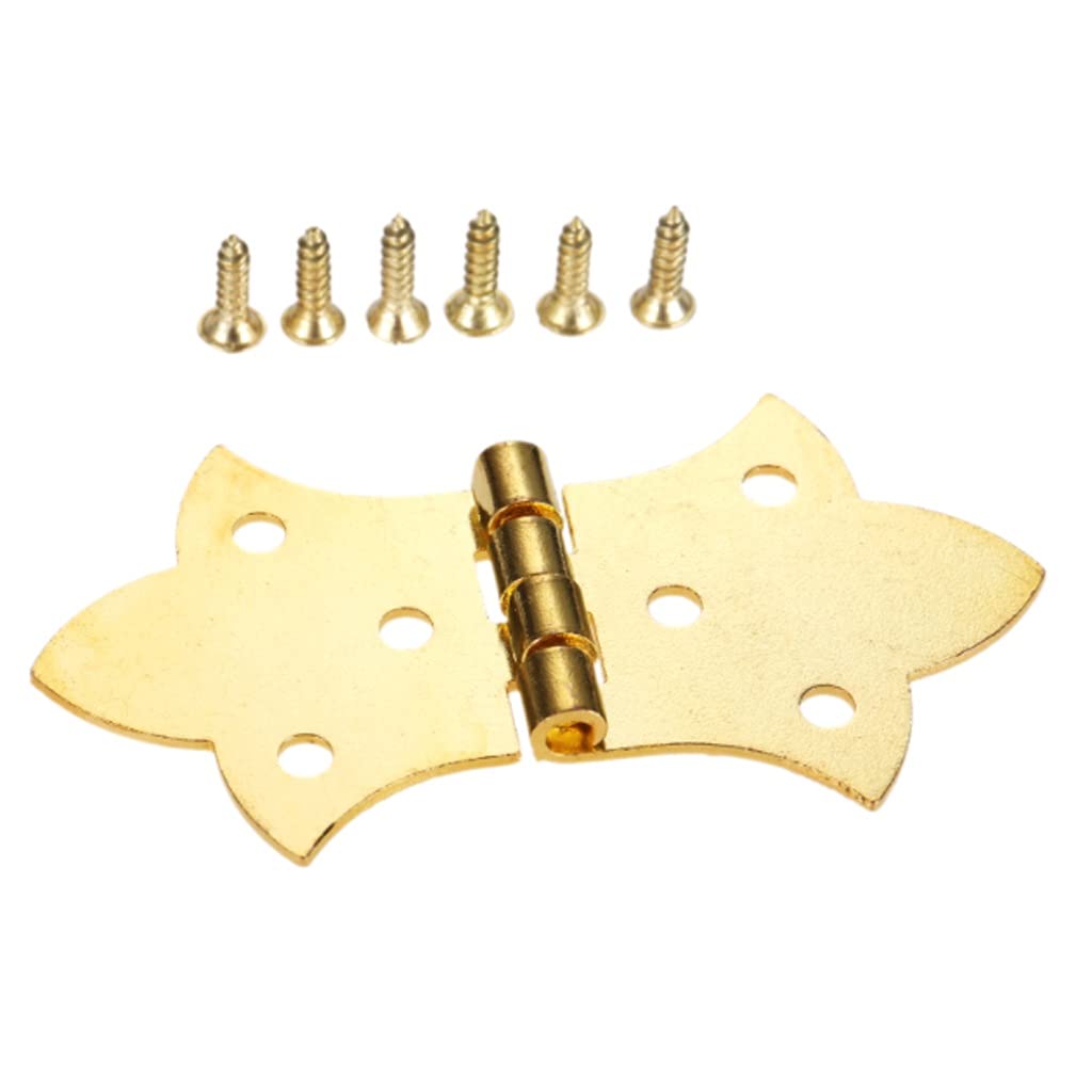 Charnière dorée en fer à 6 trous avec visserie pour meuble de rangement en bois
