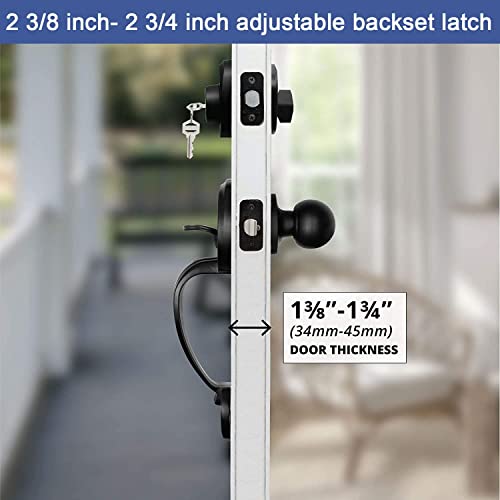 Iron Black Front Double Door Handleset Front Entry Door Handle With Knob And Single Cylinder Deadbolt1998Db Handleset (Keyed And Dummy Handleset(2Pcs)) #TOP6